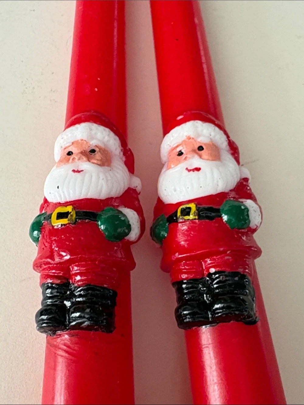 Vintage Christmas Santa Taper Red 10” Candles